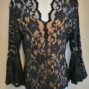 Karen Kane Black Lace Blouse